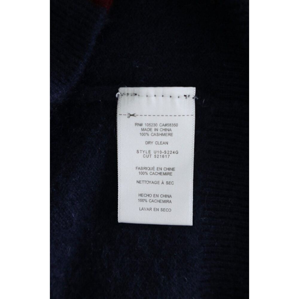 Equipment Size L Cashmere Cardigan Sweater Button Front Navy Red White Stripe - Picture 12 of 12